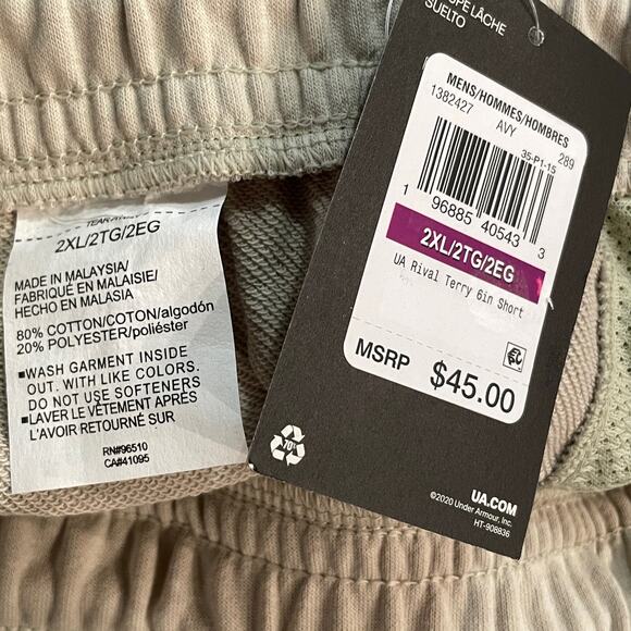 Under Armour Men's 6" Rival Terry Shorts  XXL - Picture 6 of 6